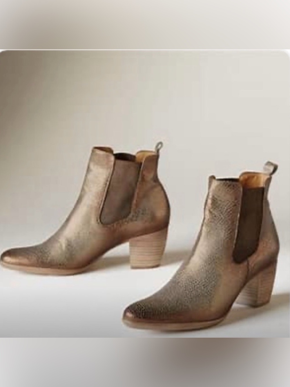 Sundance Metallic Bronze Textured Leather Chelsea Boots Size 9.5